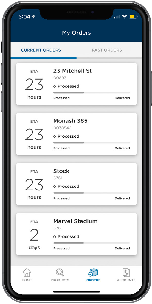 Order details in a list